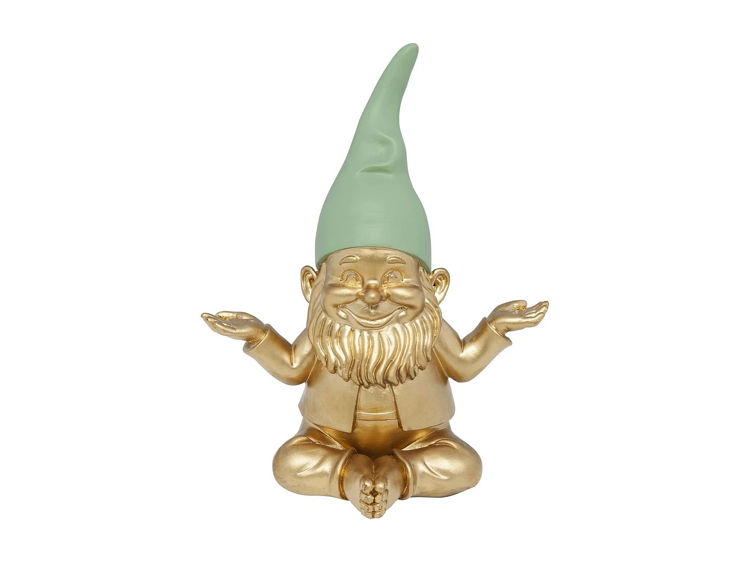 Deko Figur Zwerg Meditation Gold Grün 19cm