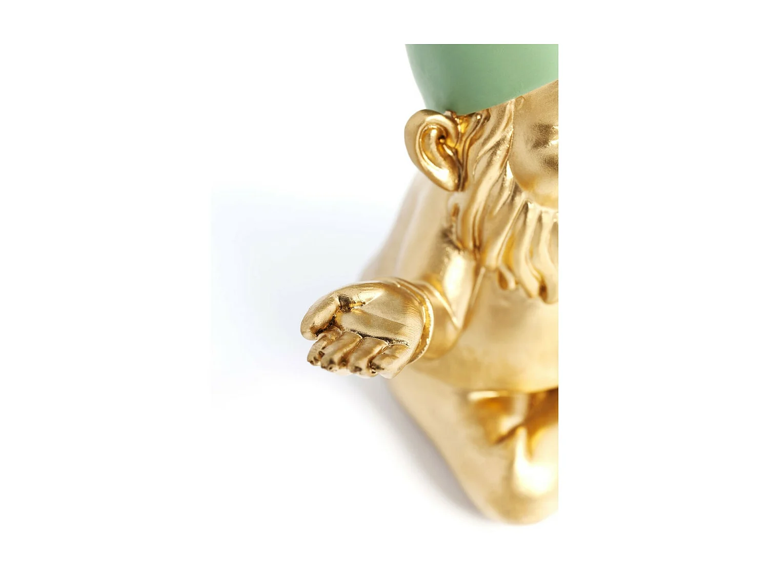 Deko Figur Zwerg Meditation Gold Grün 19cm