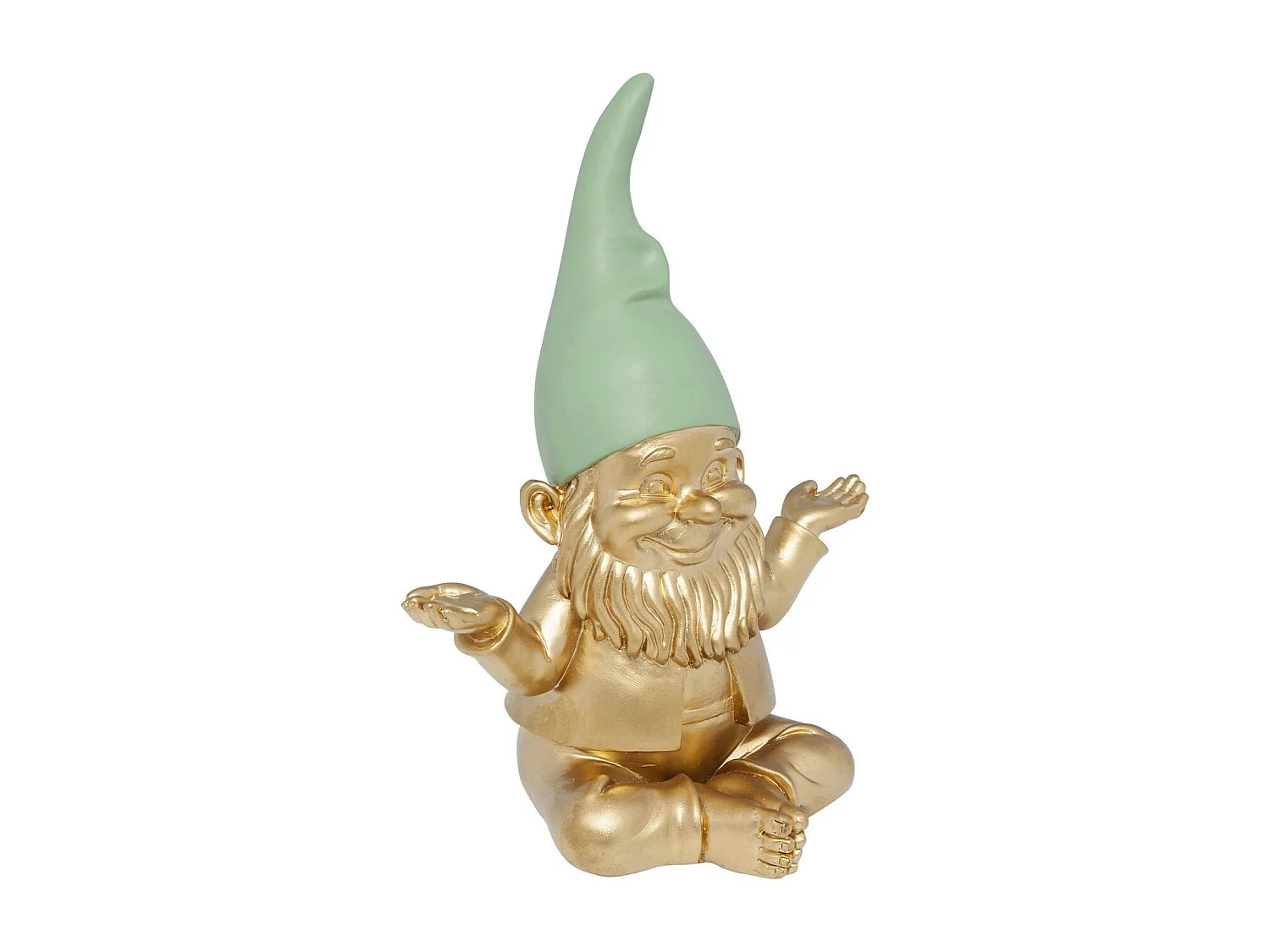 Deko Figur Zwerg Meditation Gold Grün 19cm