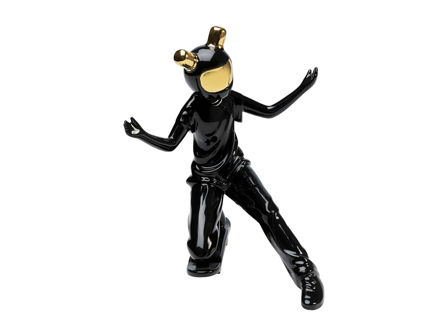 Deko Figur Skating Astronaut Schwarz 21cm