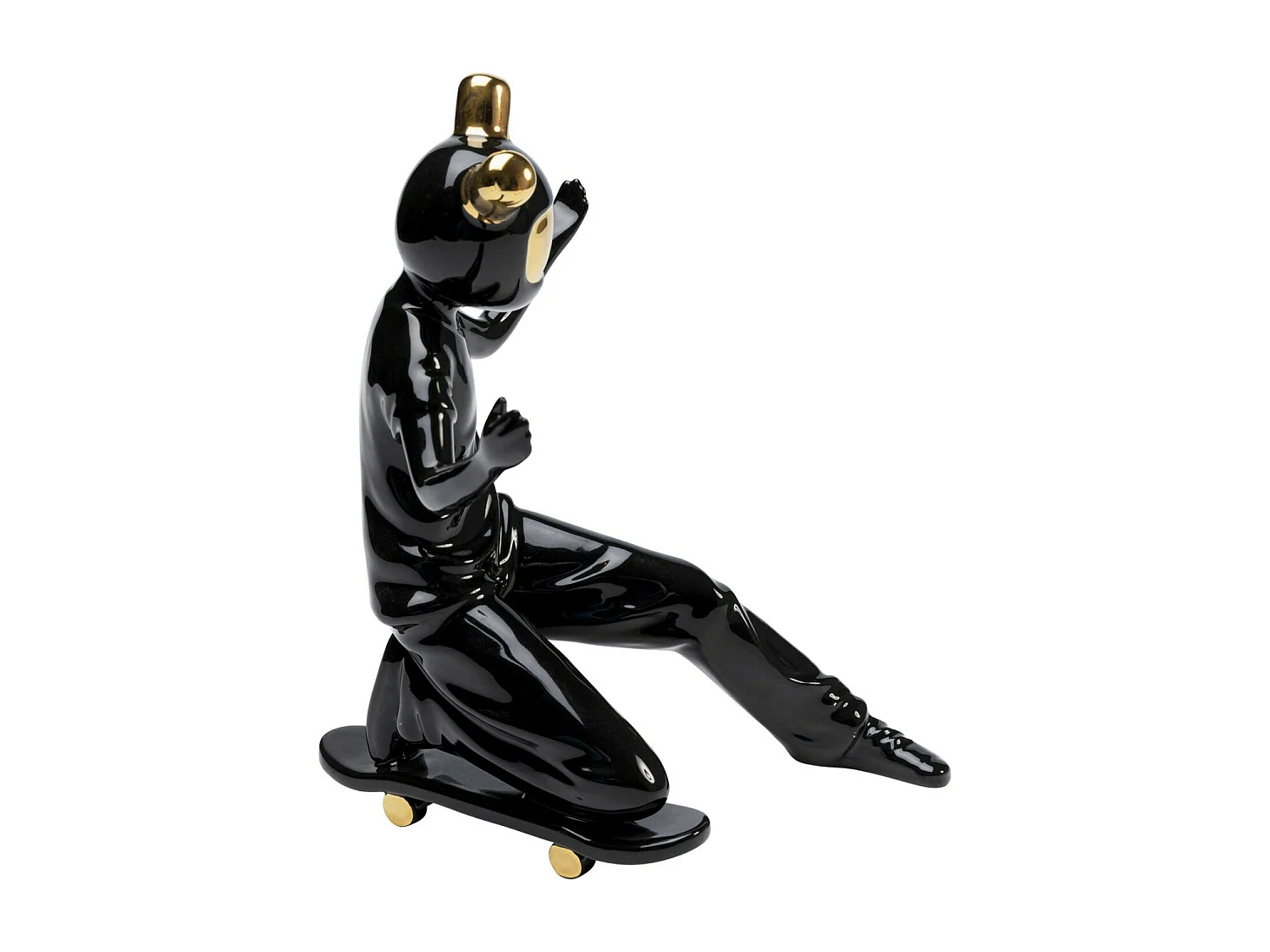 Deko Figur Skating Astronaut Schwarz 21cm