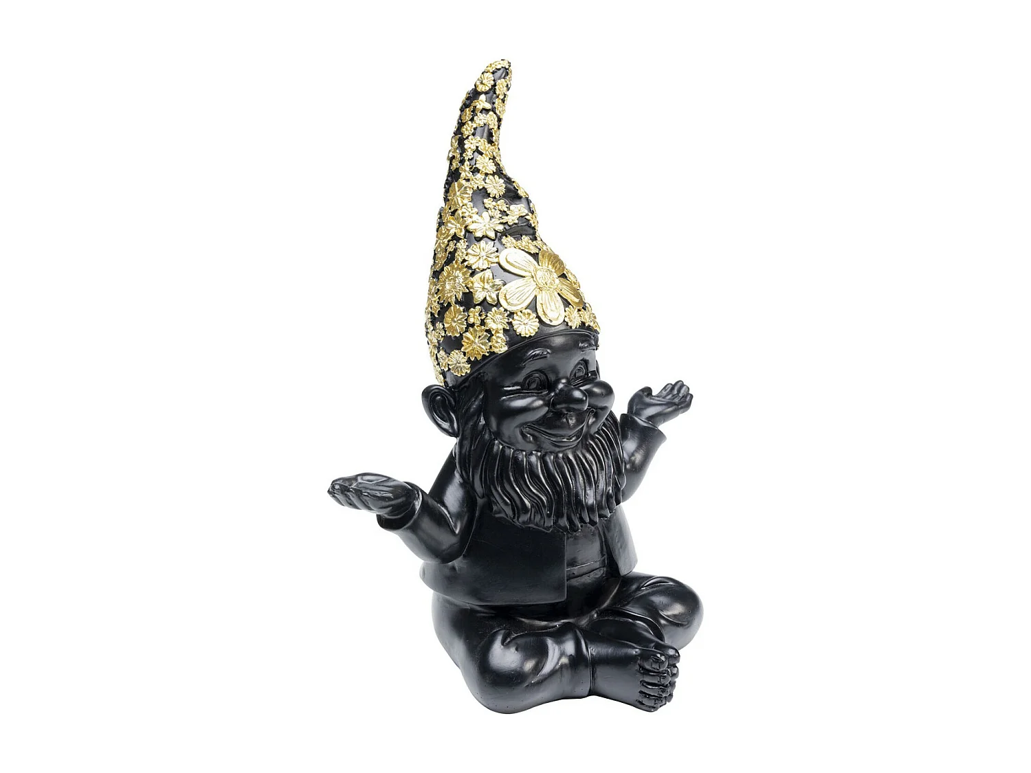 Figurine décorative Nain Meditation noir-doré 19cm