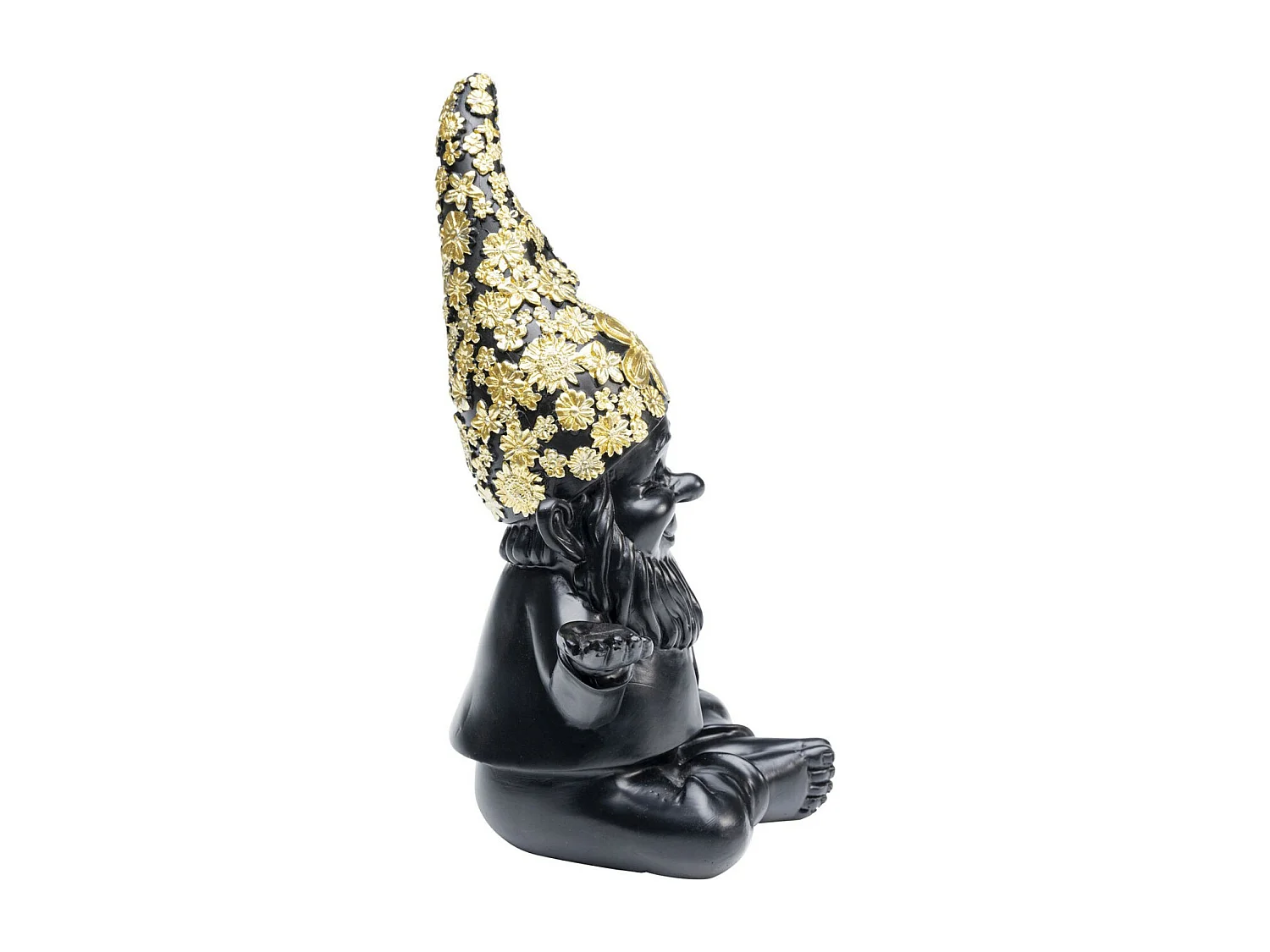 Figurine décorative Nain Meditation noir-doré 19cm