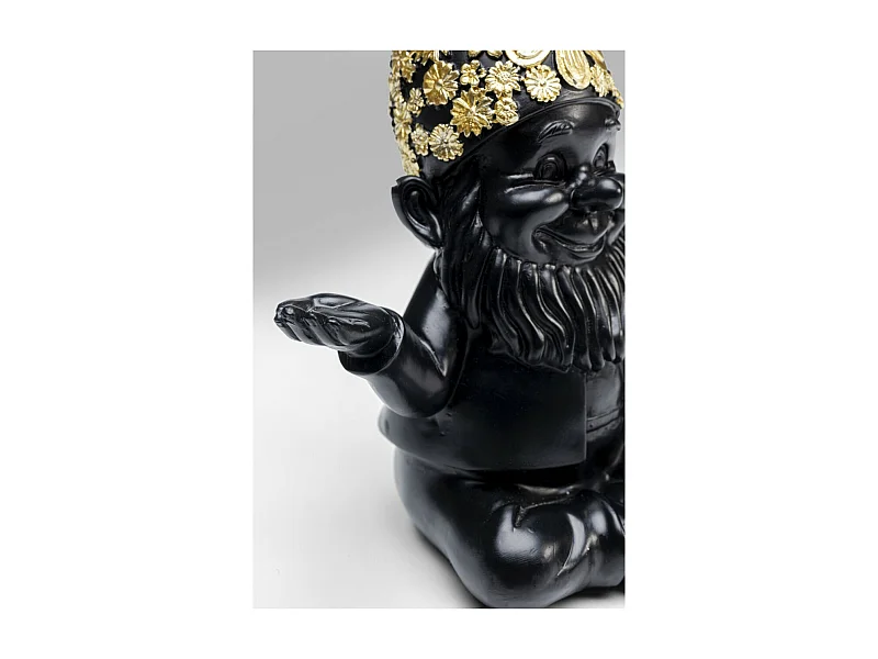 Figurine décorative Nain Meditation noir-doré 19cm