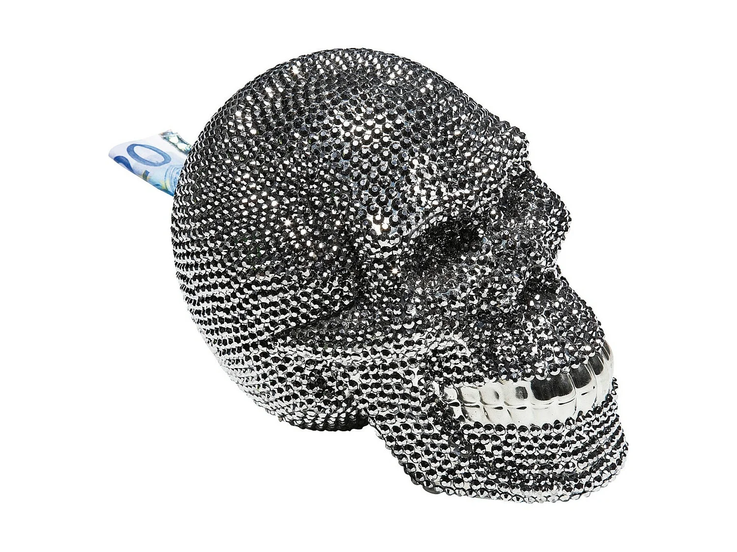 Salvadanaio Skull crystal argento