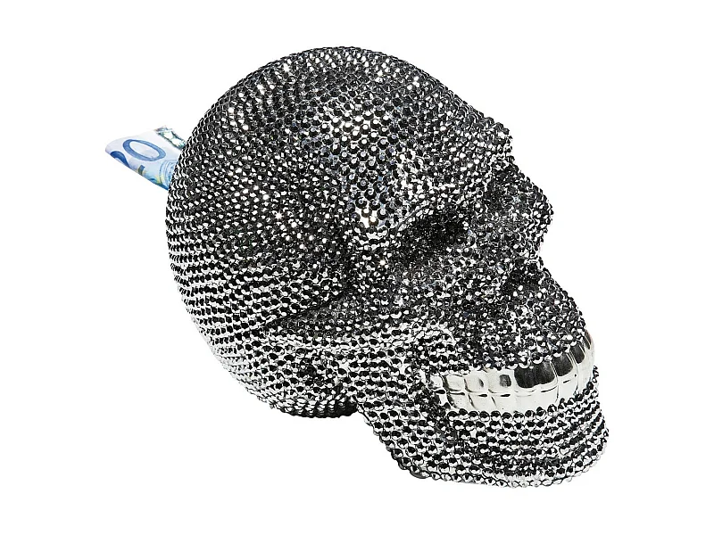 Salvadanaio Skull crystal argento