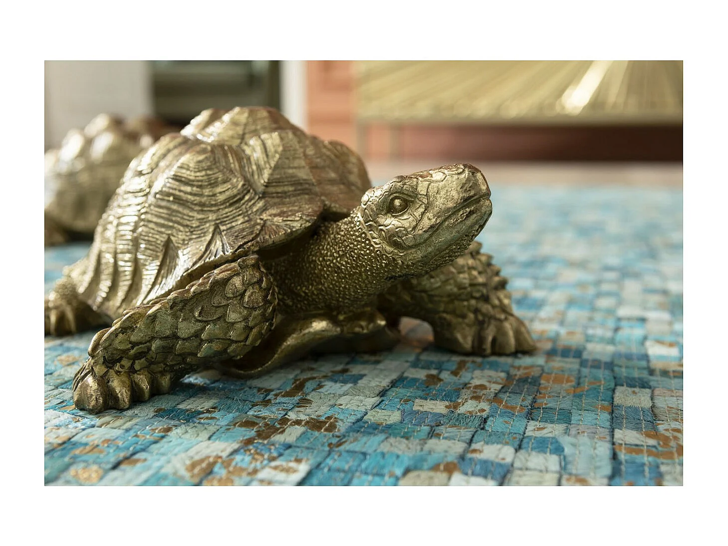 Deko Figur Turtle Gold Klein