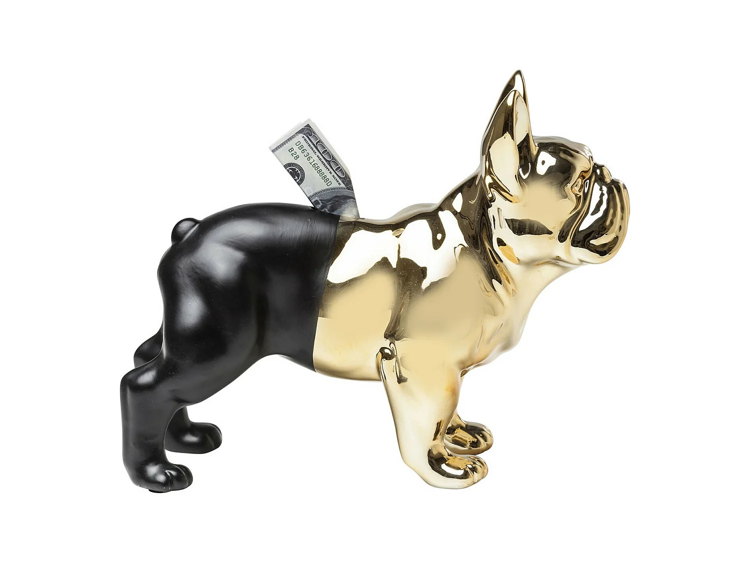 Tirelire Bulldog doré-noir