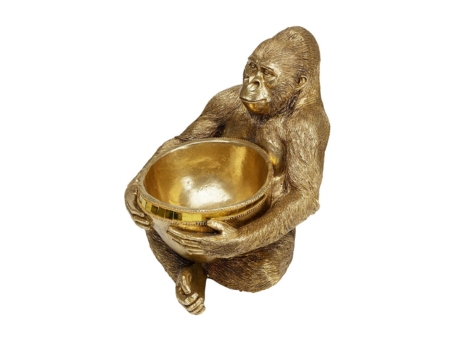 Deko Figur Gorilla Holding Bowl Gold