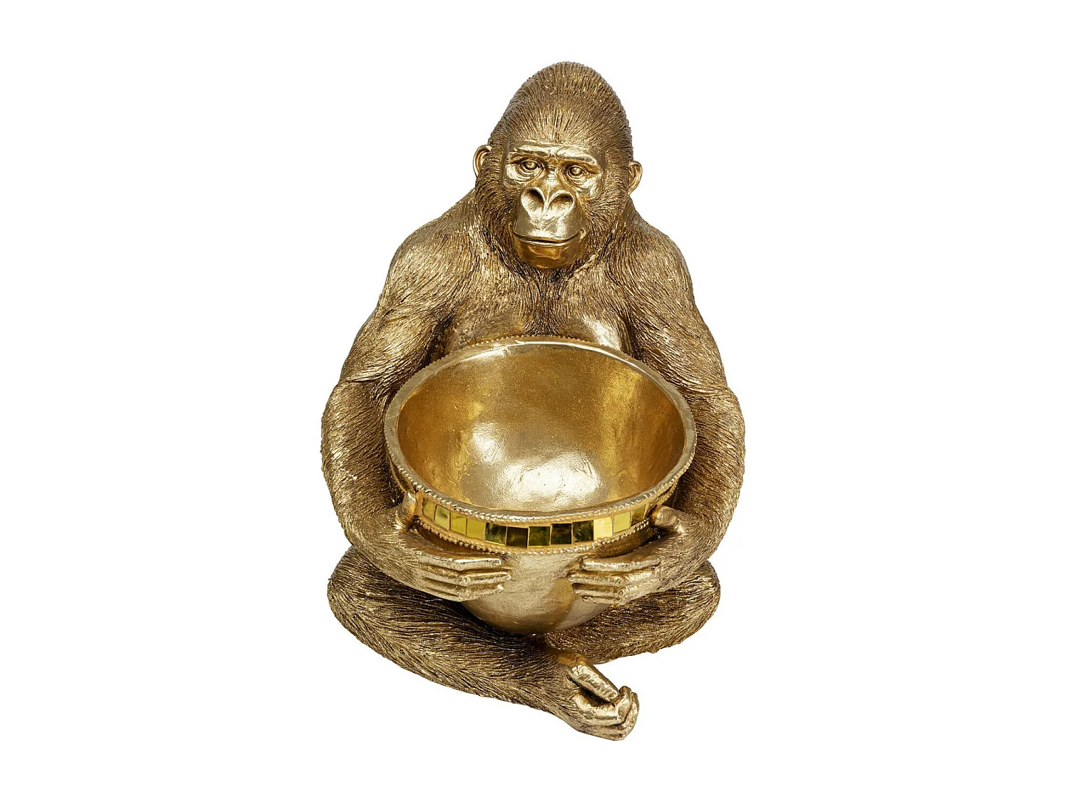 Deko Figur Gorilla Holding Bowl Gold