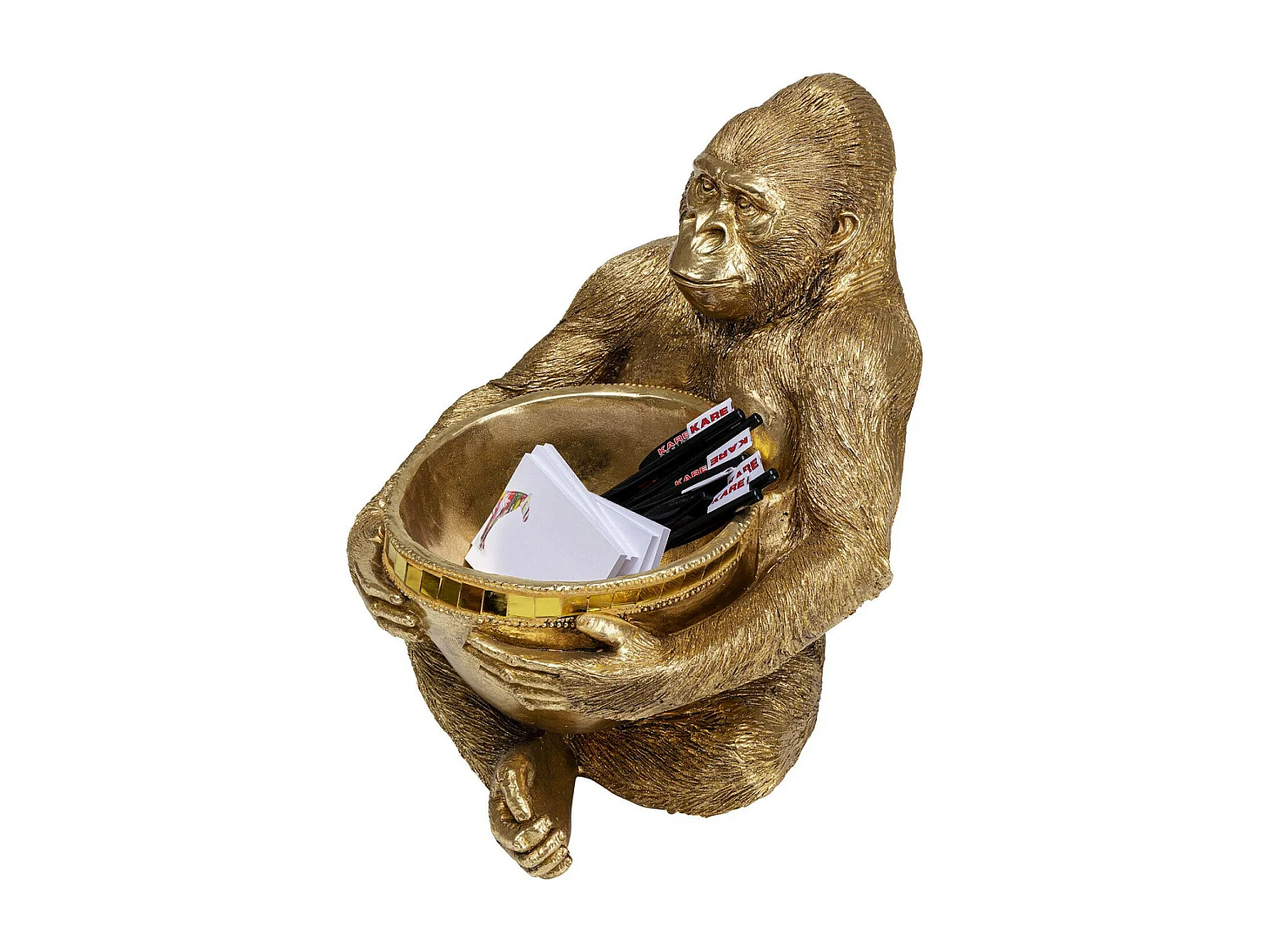 Deko Figur Gorilla Holding Bowl Gold