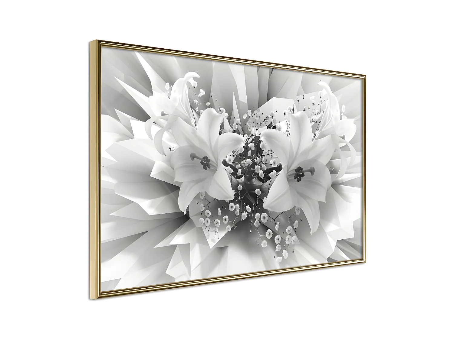 Affiche Murale Encadrée "Crystal Lillies" 60 x 40 cm Or