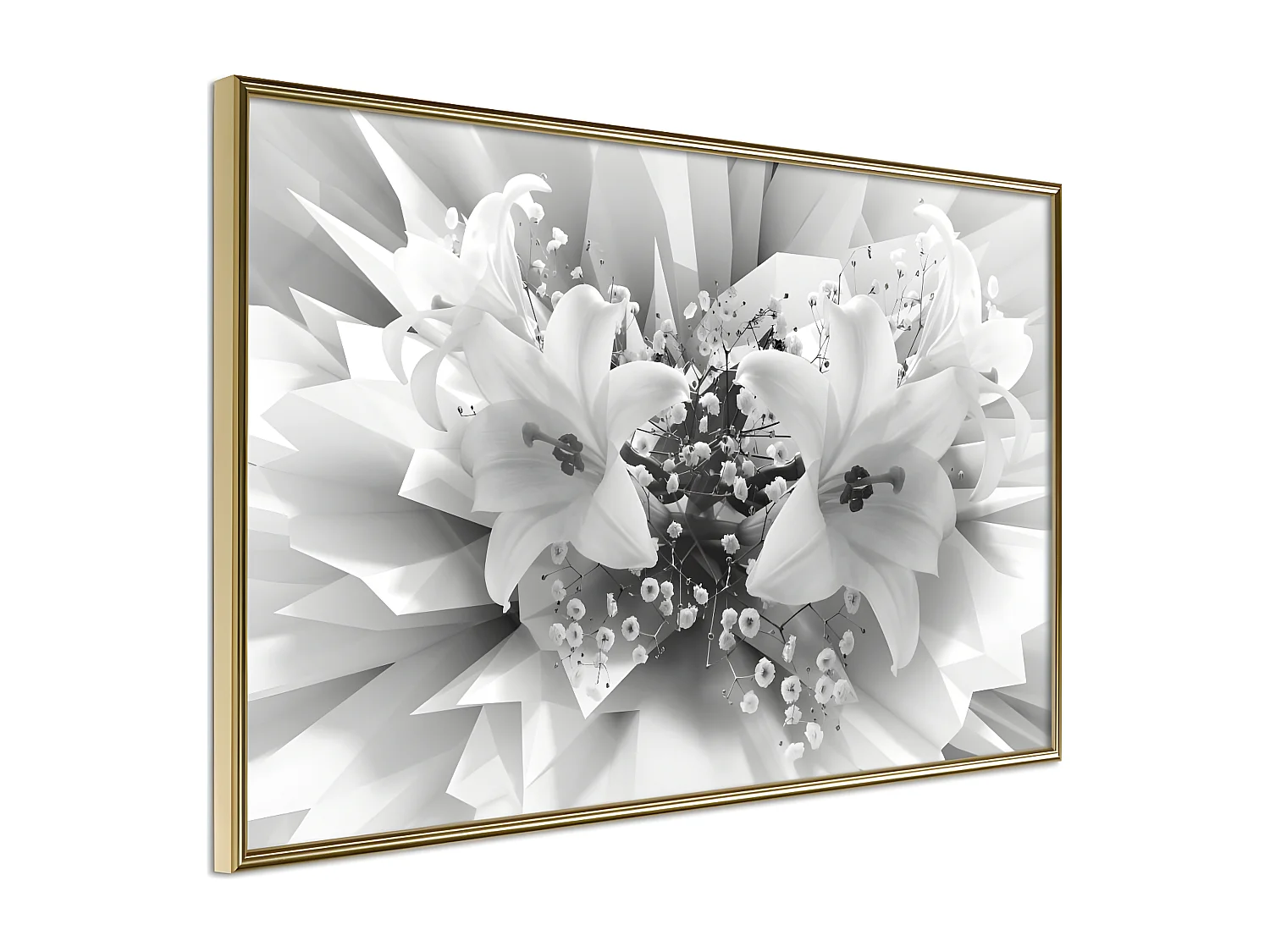 Affiche Murale Encadrée "Crystal Lillies" 60 x 40 cm Or