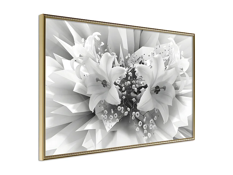 Affiche Murale Encadrée "Crystal Lillies" 60 x 40 cm Or