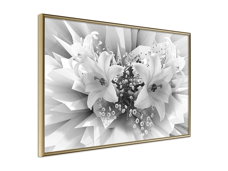 Affiche Murale Encadrée "Crystal Lillies" 60 x 40 cm Or