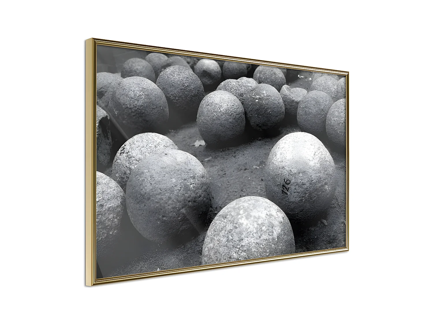 Affiche Murale Encadrée "Stone Spheres" 90 x 60 cm Or
