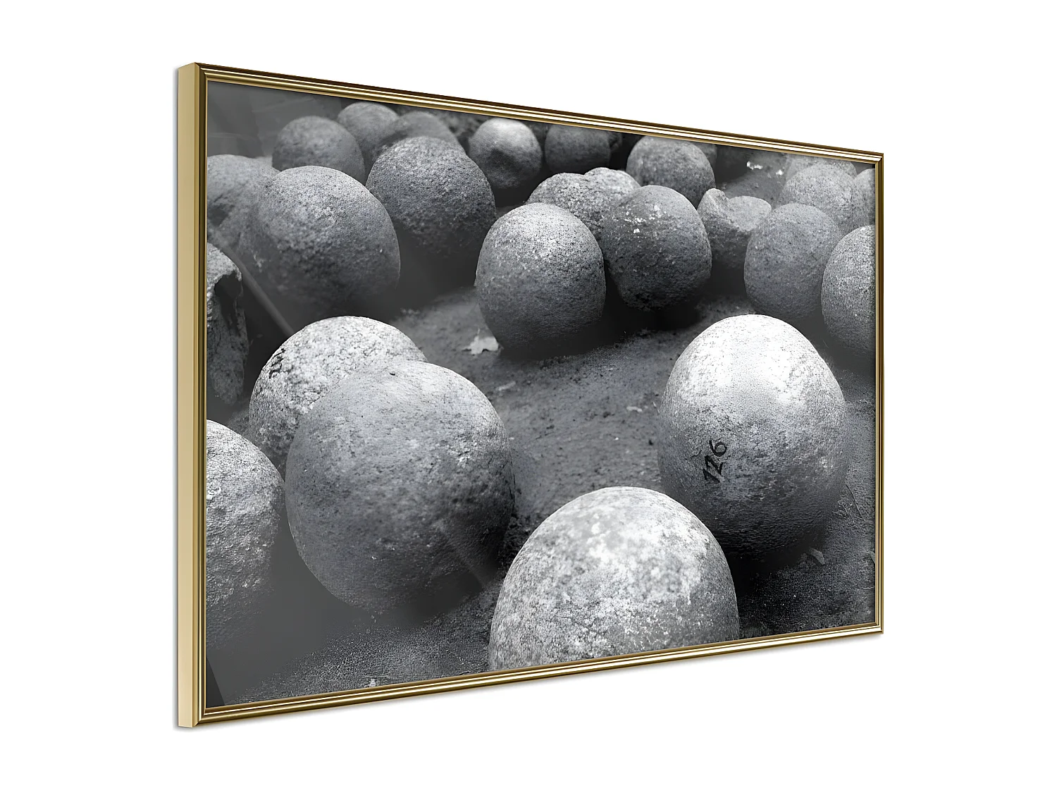 Affiche Murale Encadrée "Stone Spheres" 45 x 30 cm Or