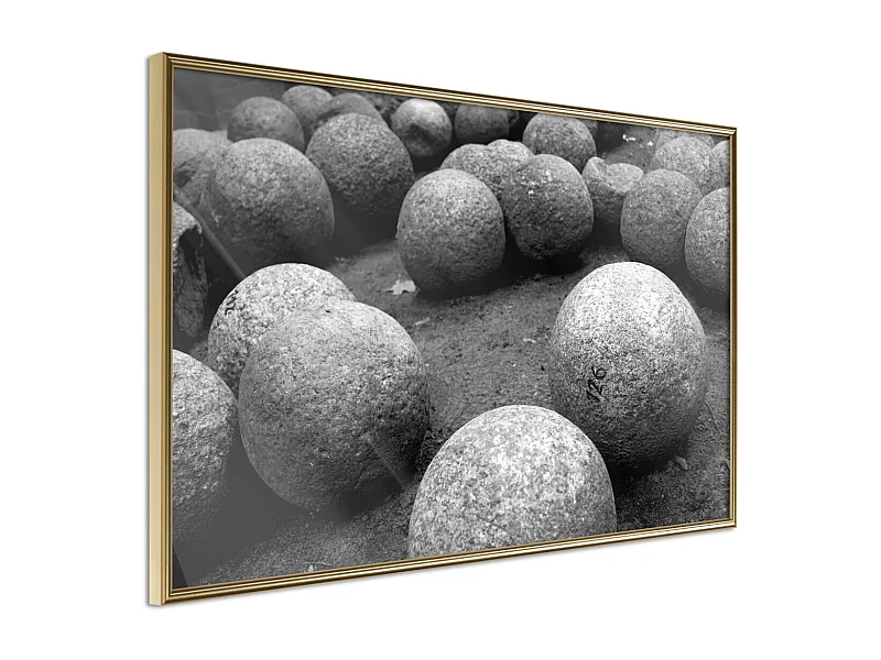 Affiche Murale Encadrée "Stone Spheres" 30 x 20 cm Or