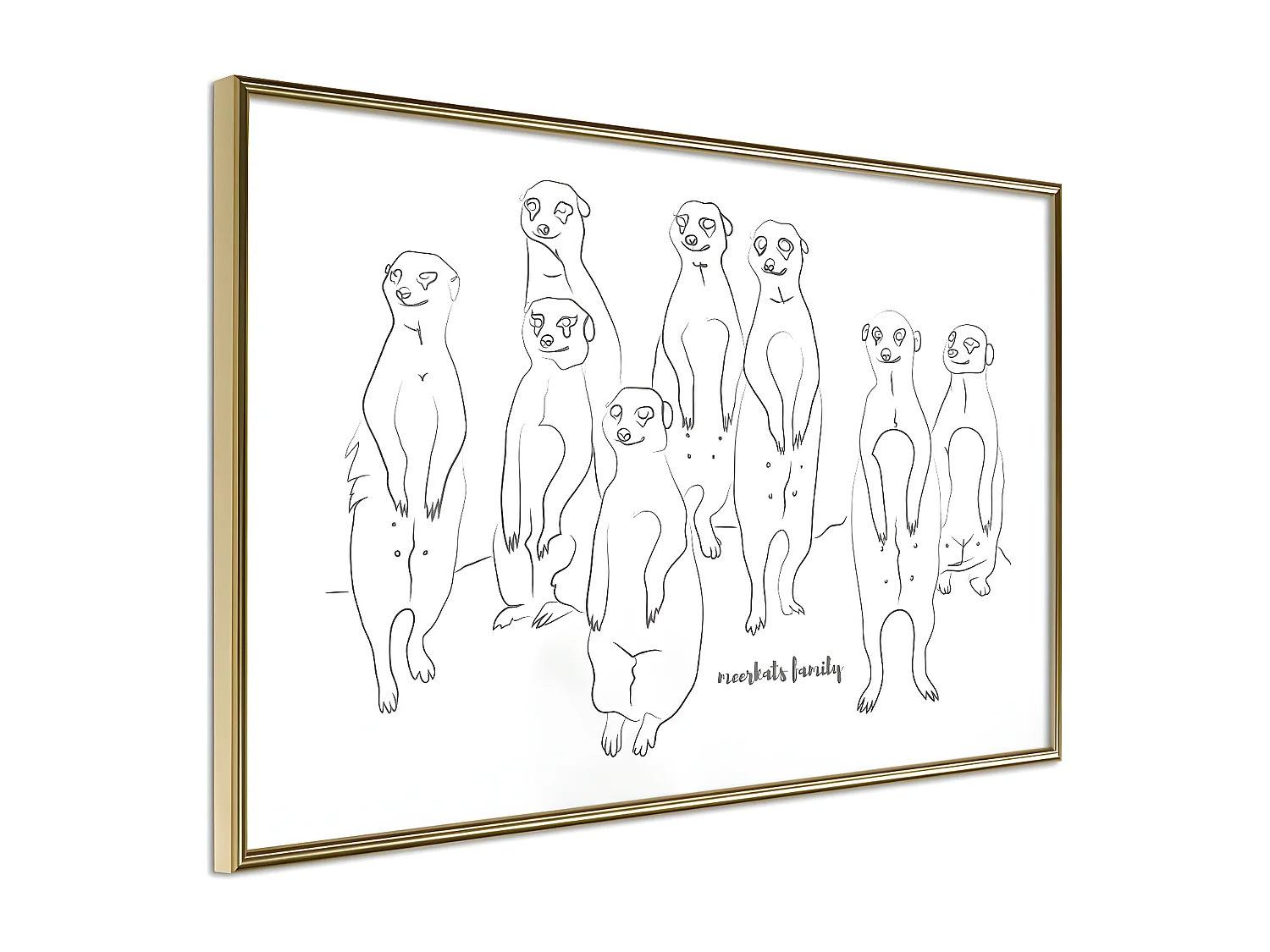 Affiche Murale Encadrée "Meerkat Lookout" 30 x 20 cm Or