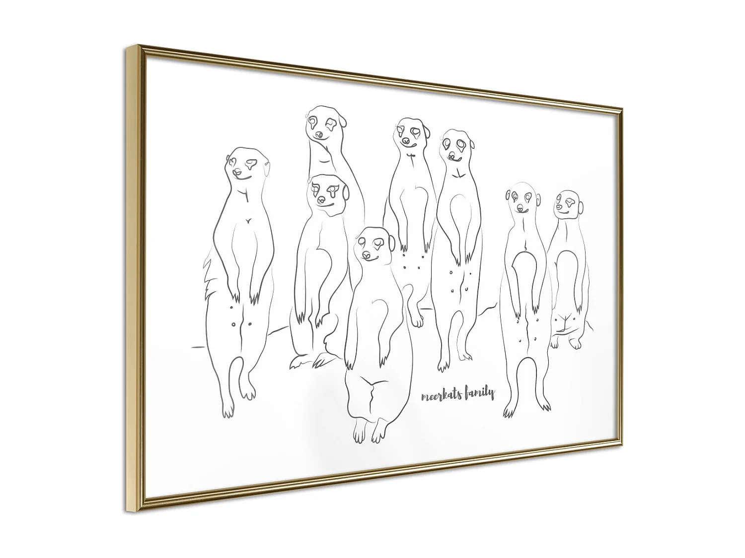 Affiche Murale Encadrée "Meerkat Lookout" 30 x 20 cm Or