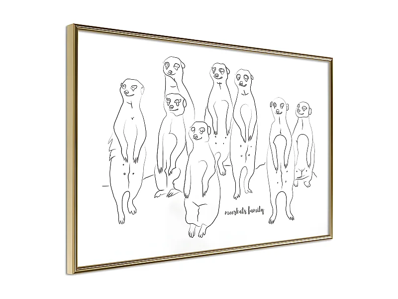 Affiche Murale Encadrée "Meerkat Lookout" 30 x 20 cm Or