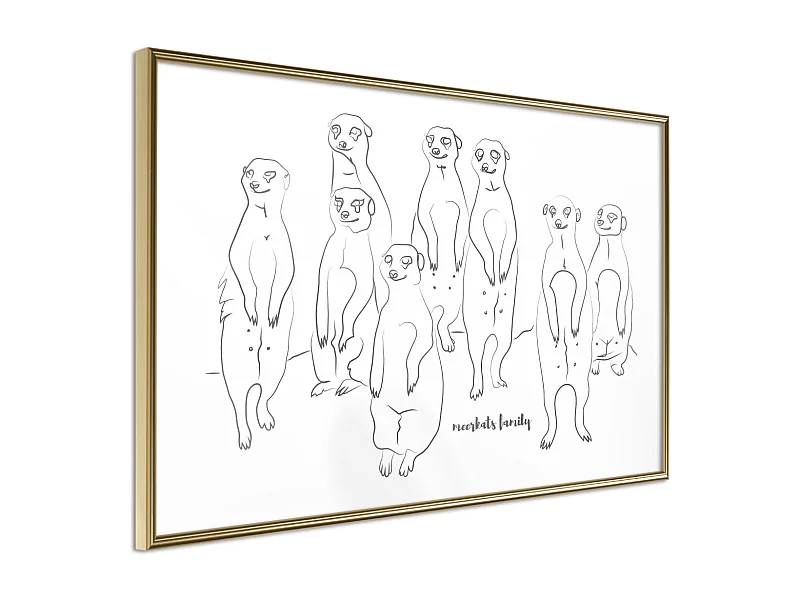 Affiche Murale Encadrée "Meerkat Lookout" 30 x 20 cm Or