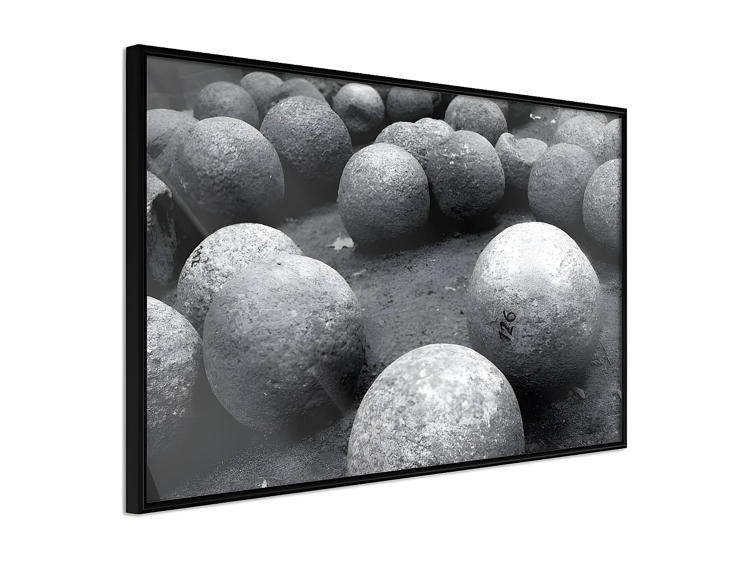 Affiche Murale Encadrée "Stone Spheres" 30 x 20 cm Noir
