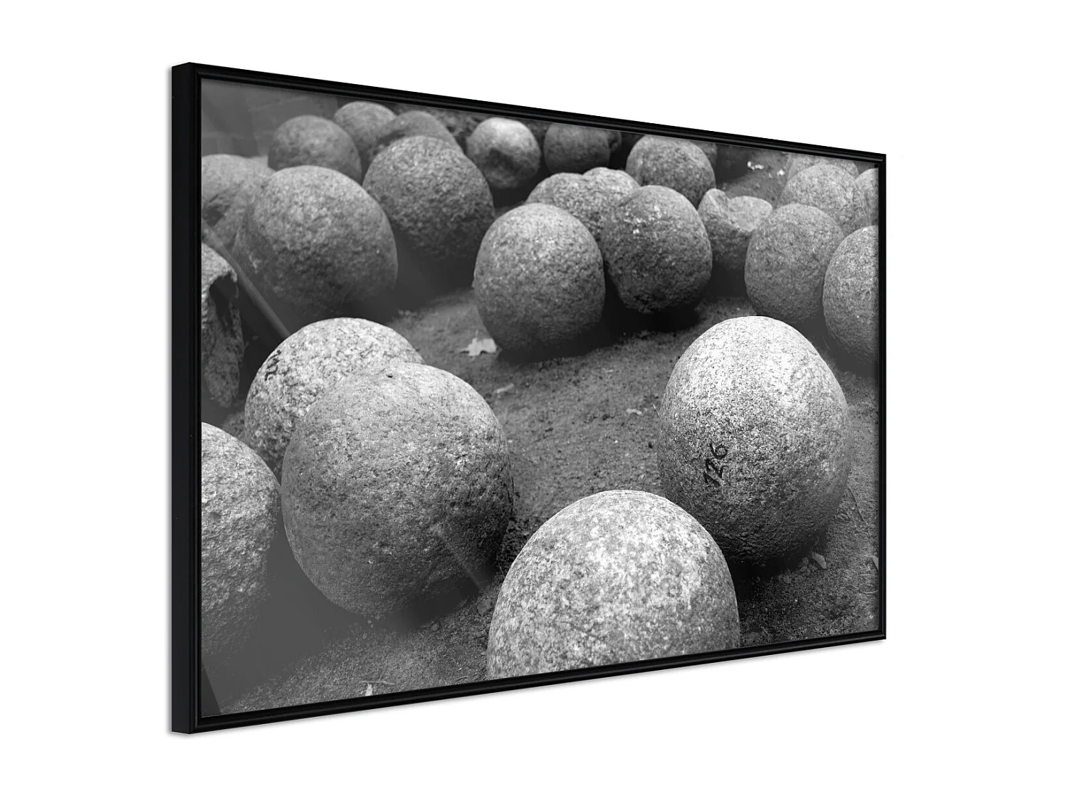 Affiche Murale Encadrée "Stone Spheres" 30 x 20 cm Noir