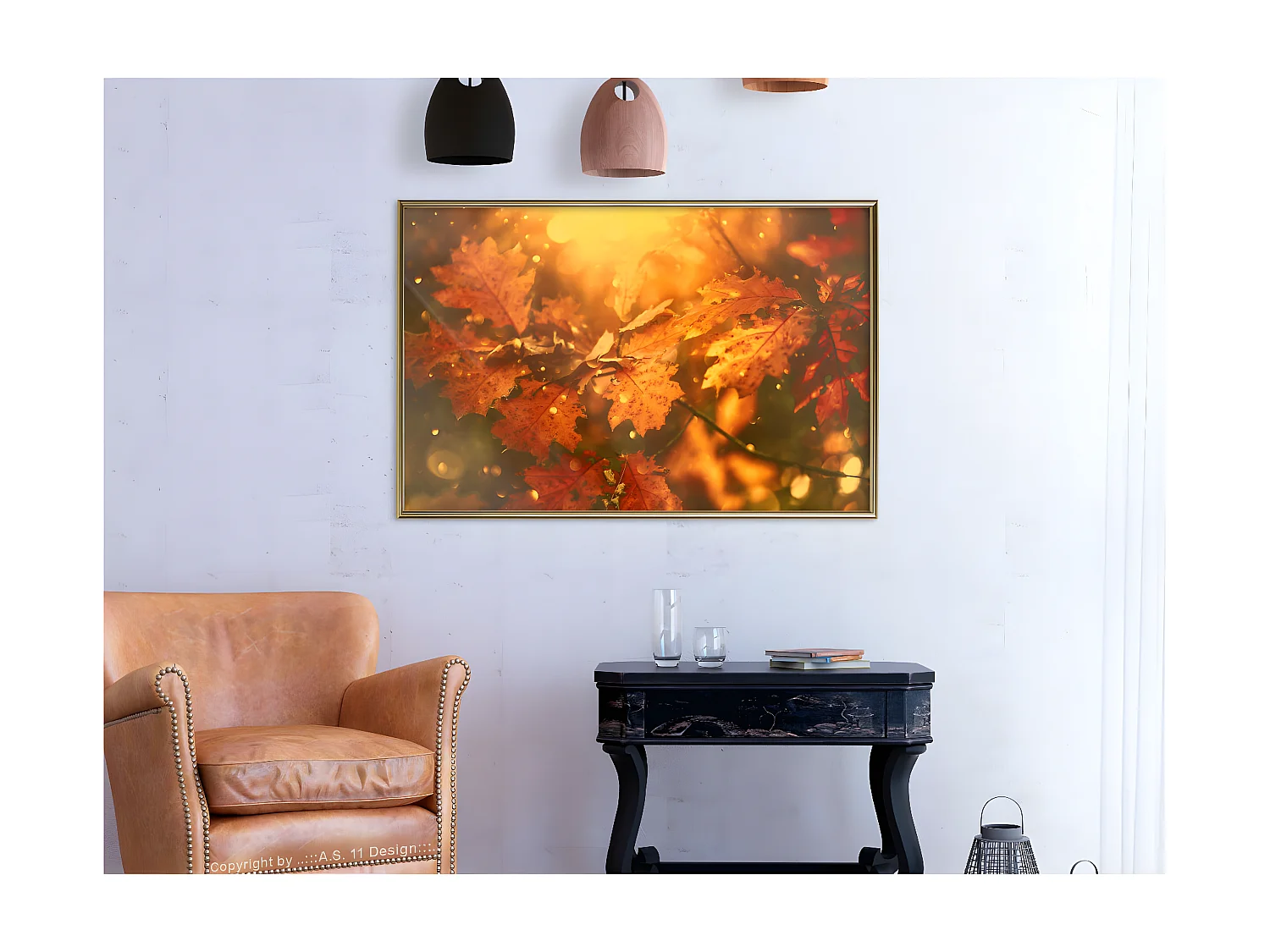 Affiche Murale Encadrée "Golden Autumn" 90 x 60 cm Or