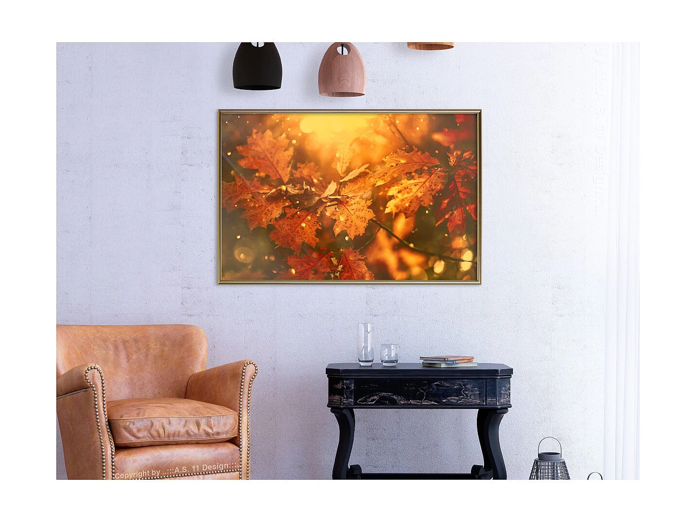 Affiche Murale Encadrée "Golden Autumn" 90 x 60 cm Or