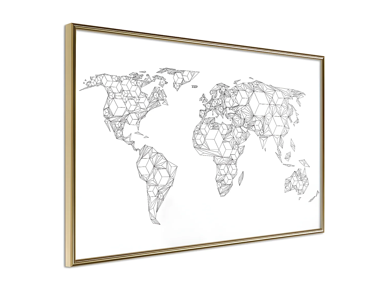 Affiche Murale Encadrée "World of Diamonds and Triangles" 30 x 20 cm Or