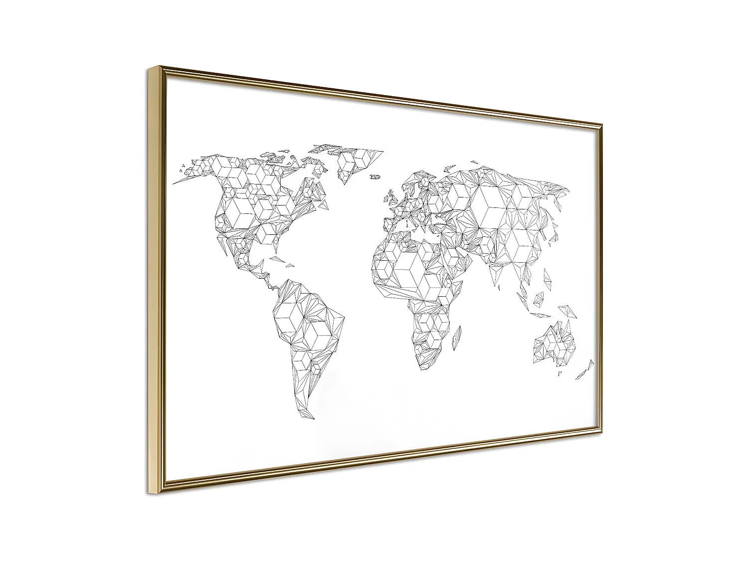 Affiche Murale Encadrée "World of Diamonds and Triangles" 30 x 20 cm Or