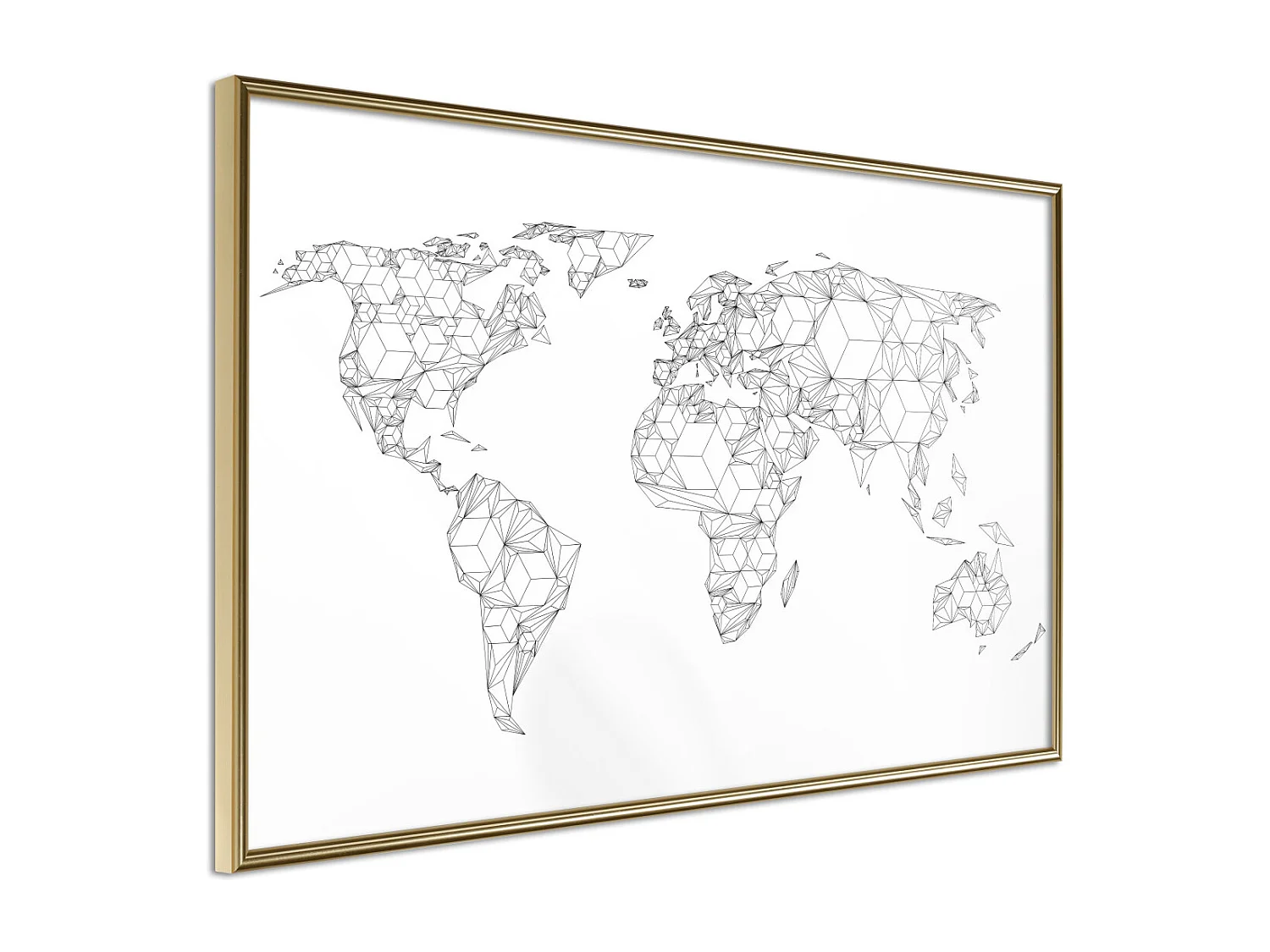 Affiche Murale Encadrée "World of Diamonds and Triangles" 30 x 20 cm Or