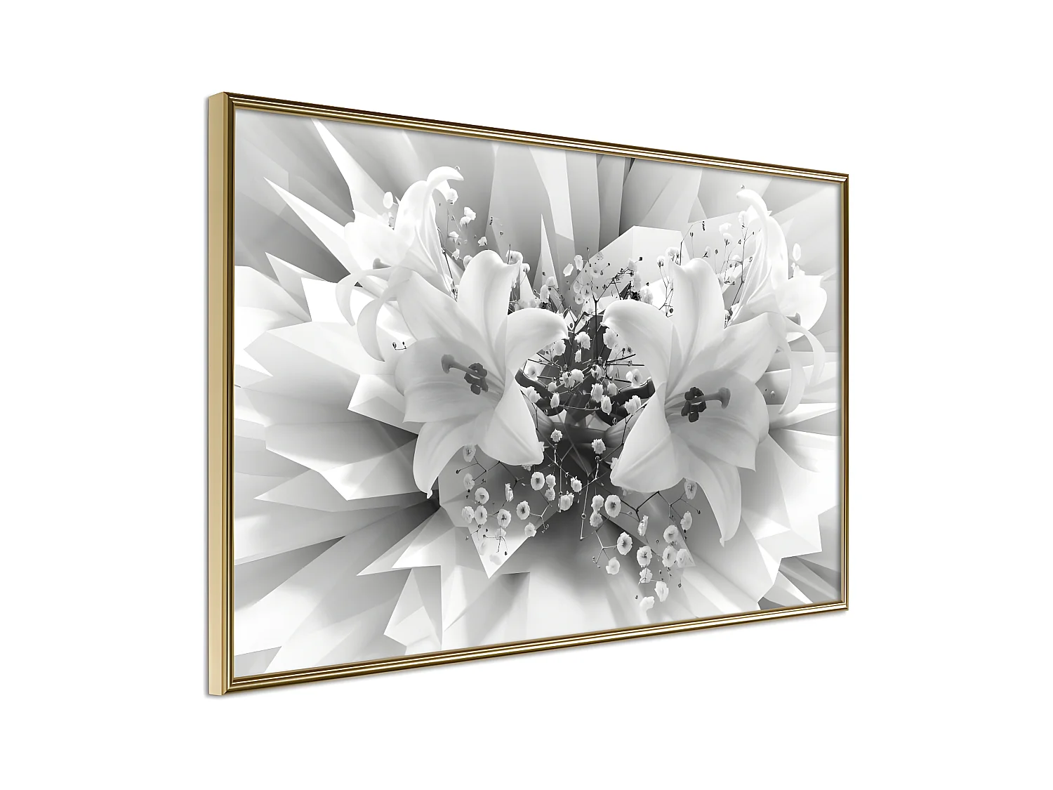 Affiche Murale Encadrée "Crystal Lillies" 90 x 60 cm Or