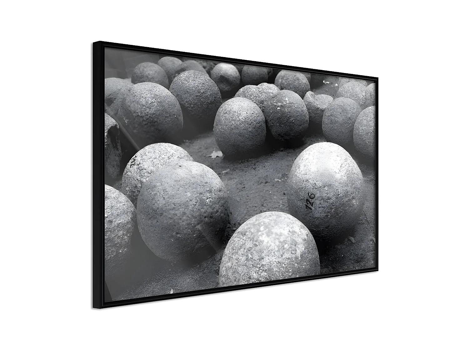 Affiche Murale Encadrée "Stone Spheres" 90 x 60 cm Noir