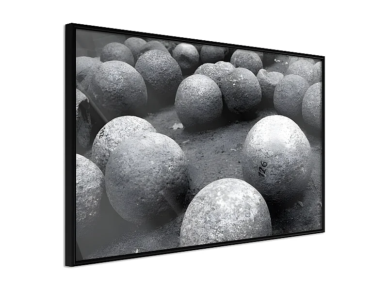 Affiche Murale Encadrée "Stone Spheres" 90 x 60 cm Noir