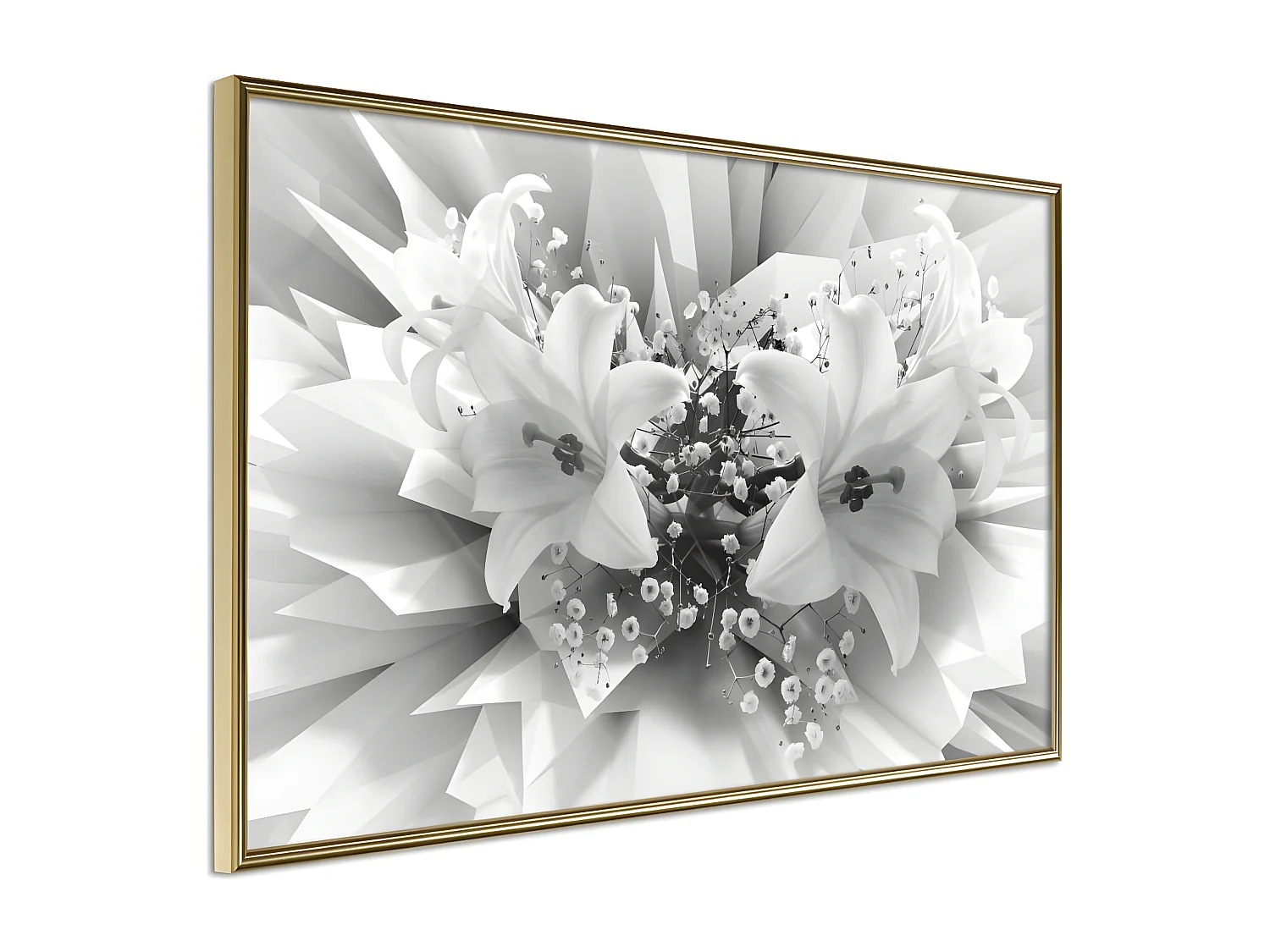 Affiche Murale Encadrée "Crystal Lillies" 30 x 20 cm Or