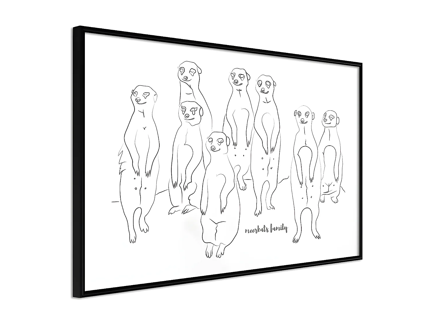 Affiche Murale Encadrée "Meerkat Lookout" 30 x 20 cm Noir