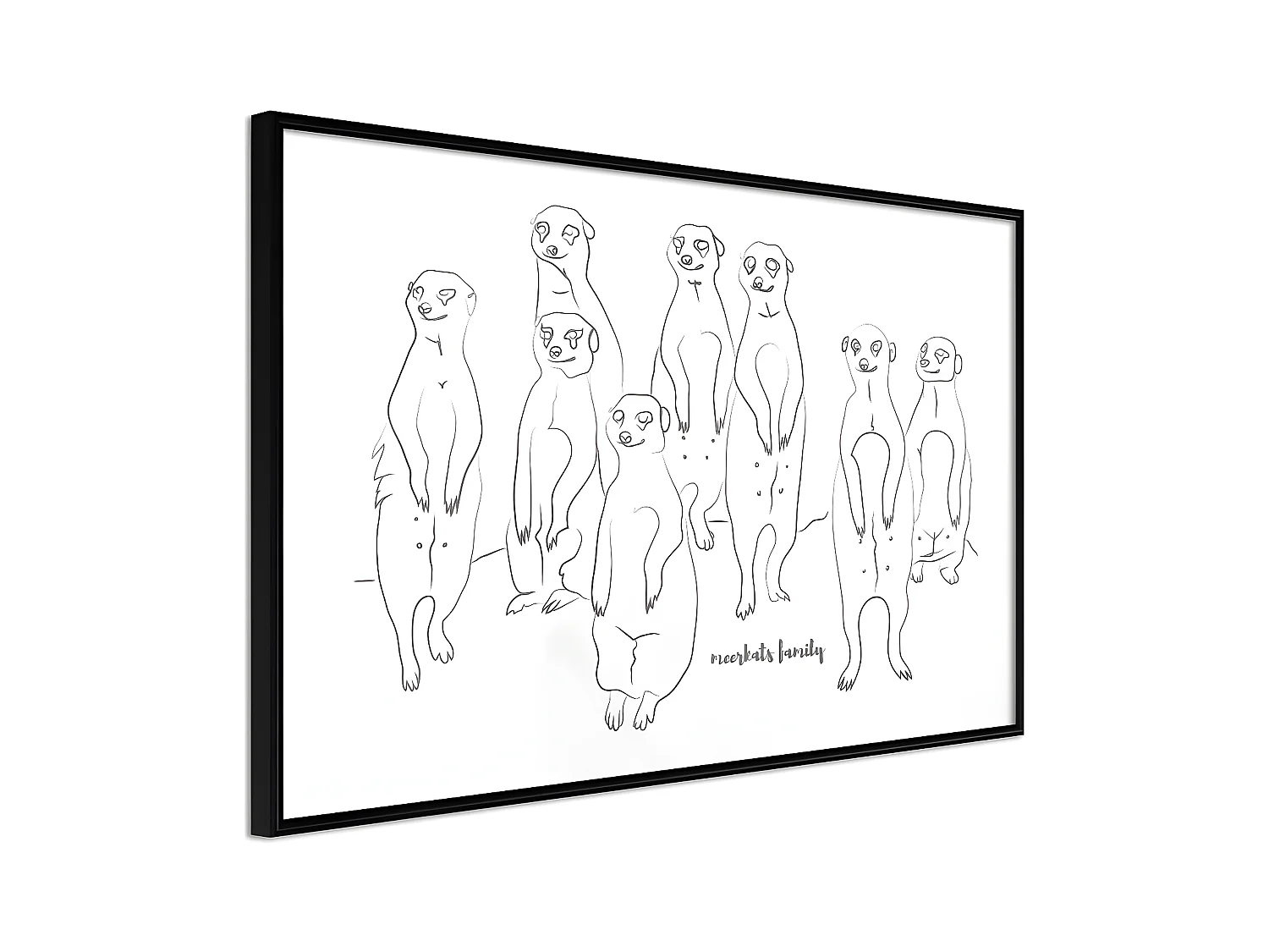 Affiche Murale Encadrée "Meerkat Lookout" 30 x 20 cm Noir