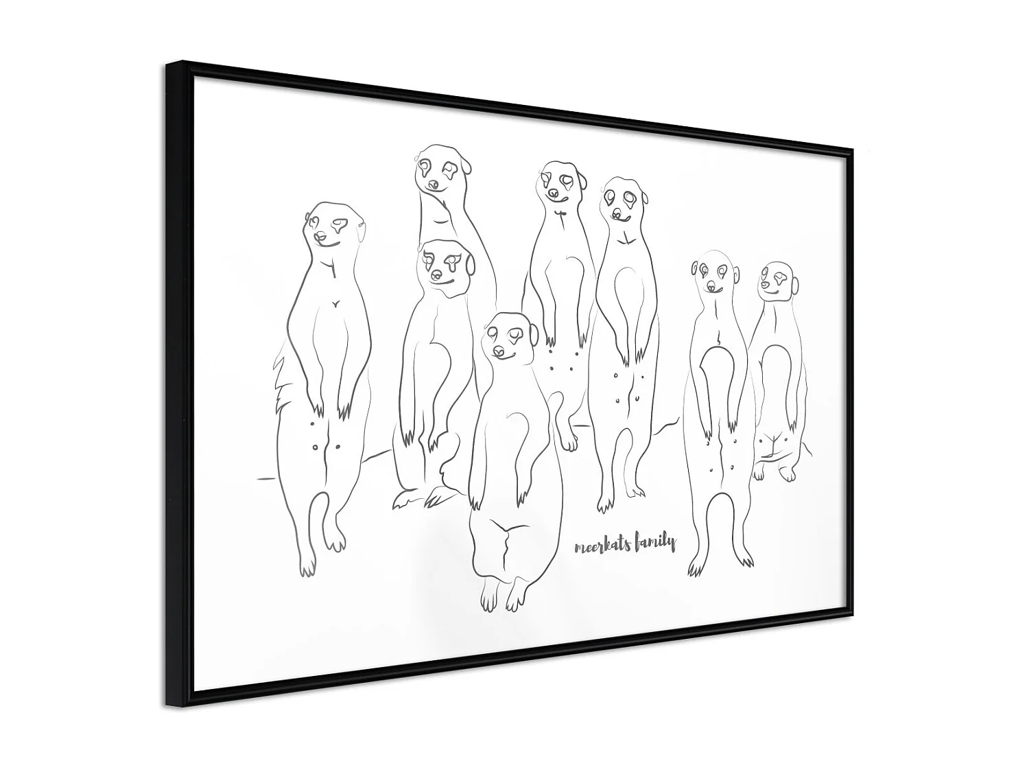 Affiche Murale Encadrée "Meerkat Lookout" 30 x 20 cm Noir