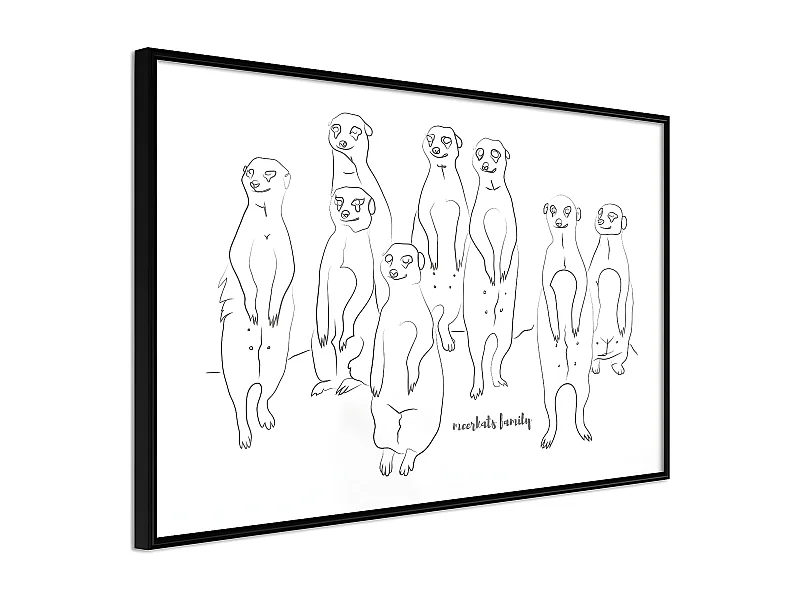 Affiche Murale Encadrée "Meerkat Lookout" 30 x 20 cm Noir