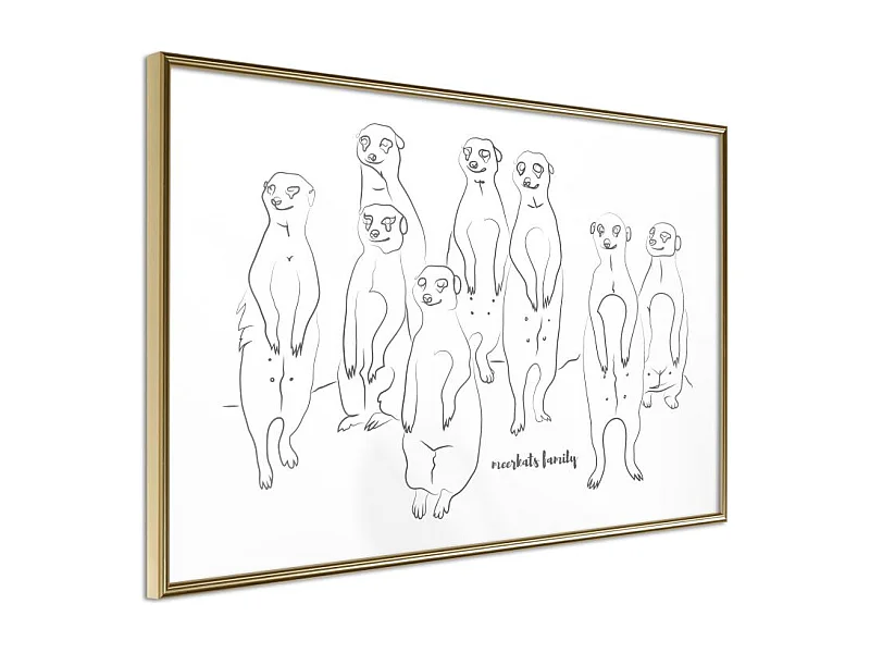 Affiche Murale Encadrée "Meerkat Lookout" 60 x 40 cm Or