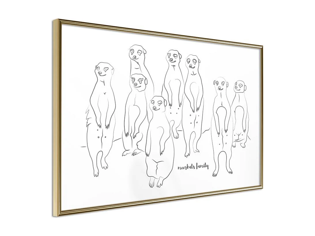Affiche Murale Encadrée "Meerkat Lookout" 60 x 40 cm Or