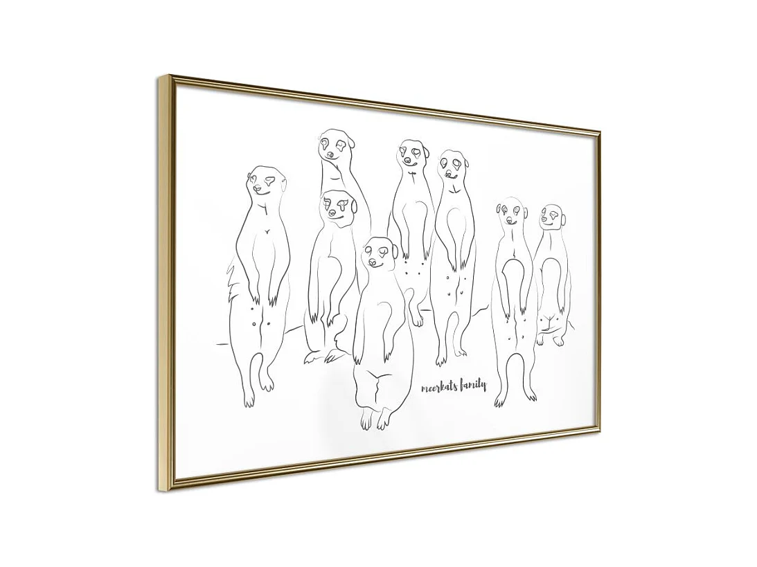 Affiche Murale Encadrée "Meerkat Lookout" 60 x 40 cm Or