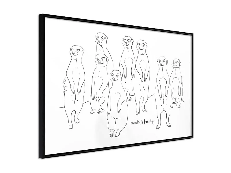 Affiche Murale Encadrée "Meerkat Lookout" 45 x 30 cm Noir