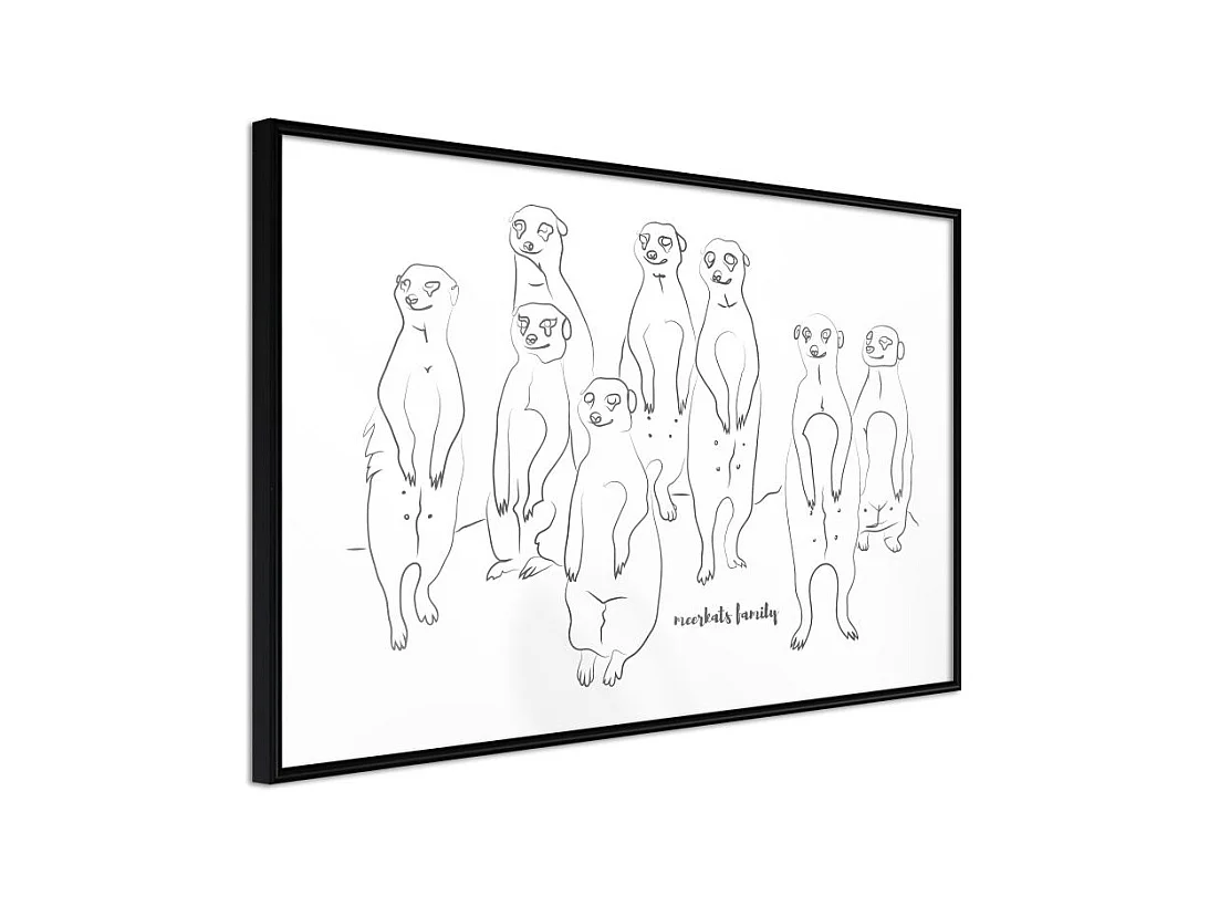 Affiche Murale Encadrée "Meerkat Lookout" 45 x 30 cm Noir