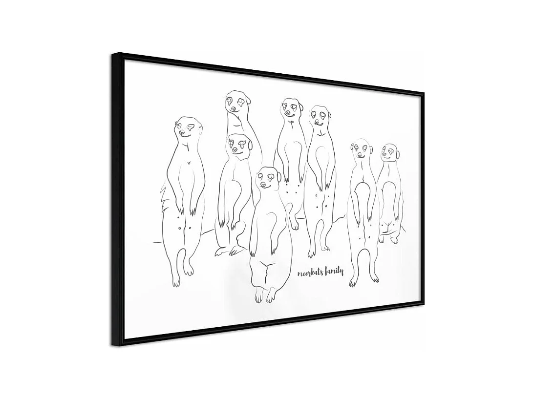 Affiche Murale Encadrée "Meerkat Lookout" 90 x 60 cm Noir