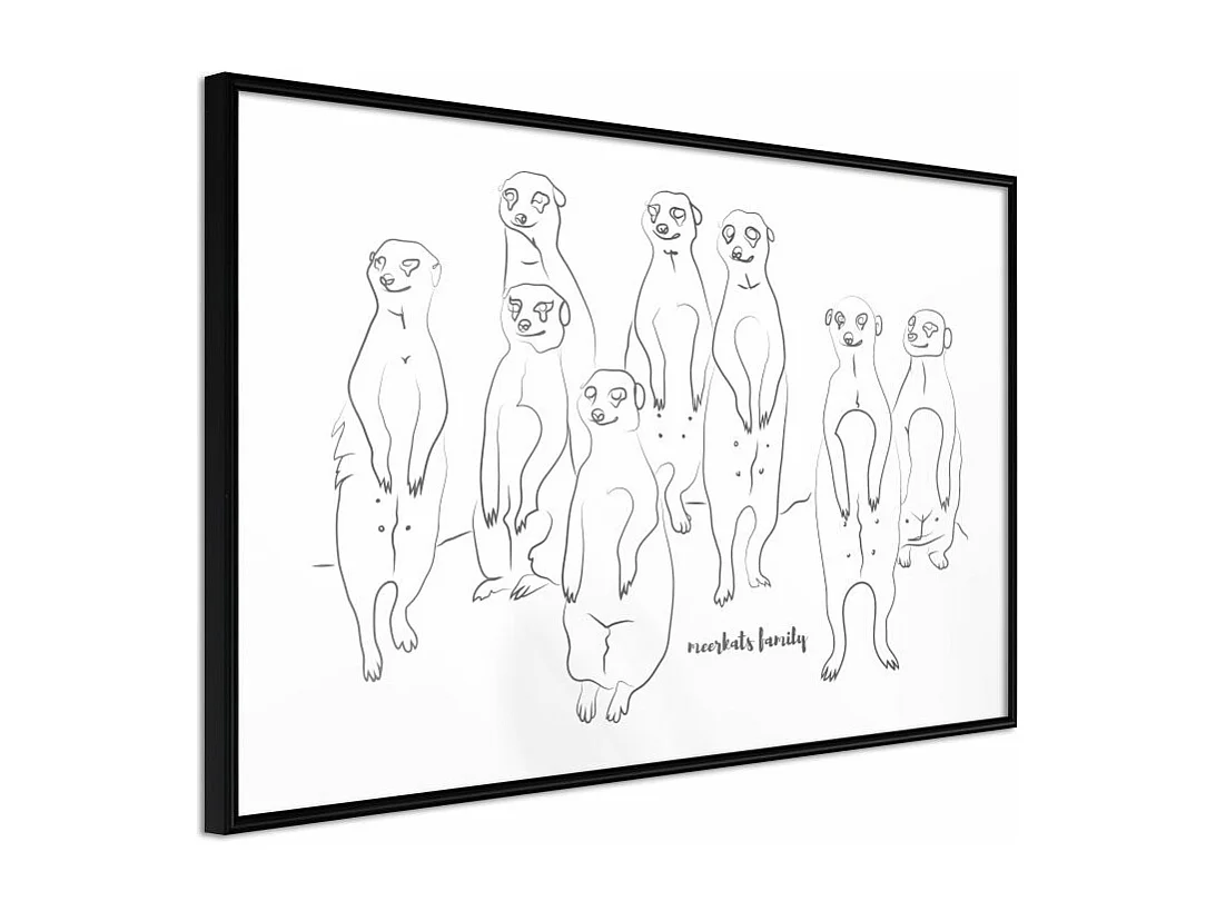 Affiche Murale Encadrée "Meerkat Lookout" 90 x 60 cm Noir