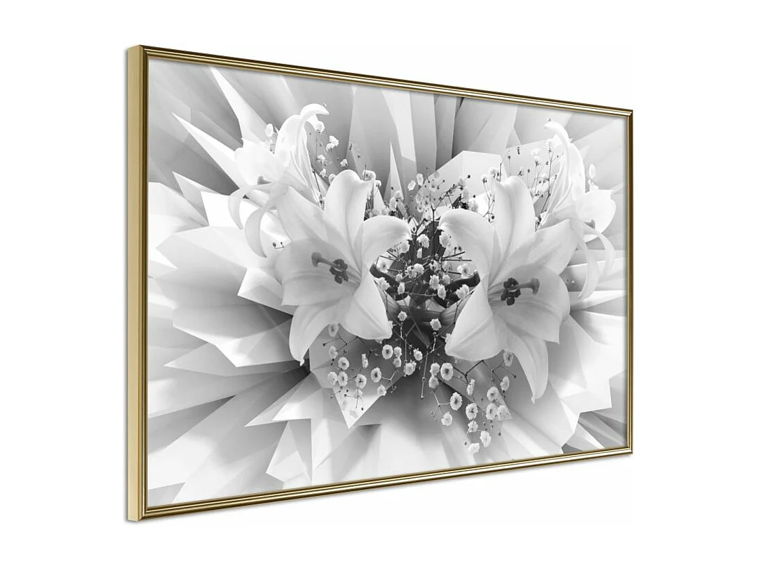 Affiche Murale Encadrée "Crystal Lillies" 45 x 30 cm Or