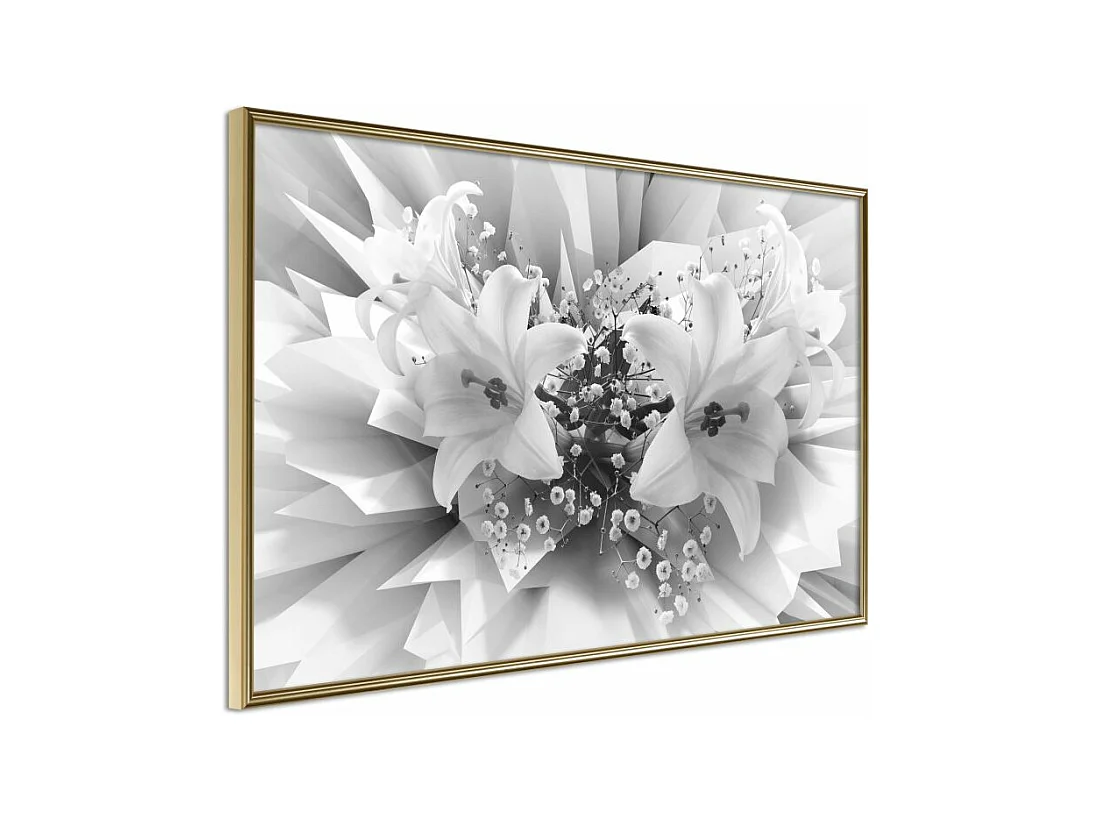 Affiche Murale Encadrée "Crystal Lillies" 45 x 30 cm Or